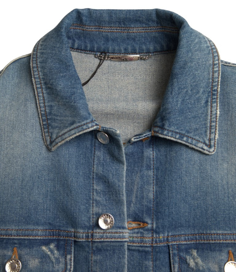 Dolce &amp; Gabbana Elegante chaqueta vaquera elástica azul