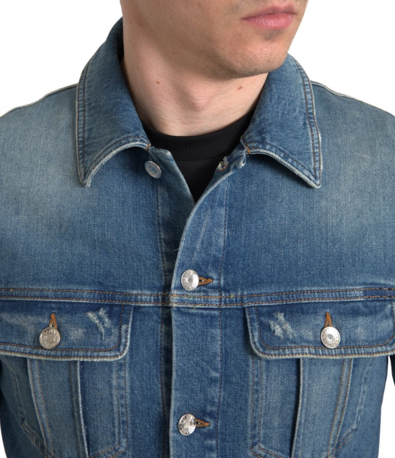 Dolce &amp; Gabbana Elegante chaqueta vaquera elástica azul