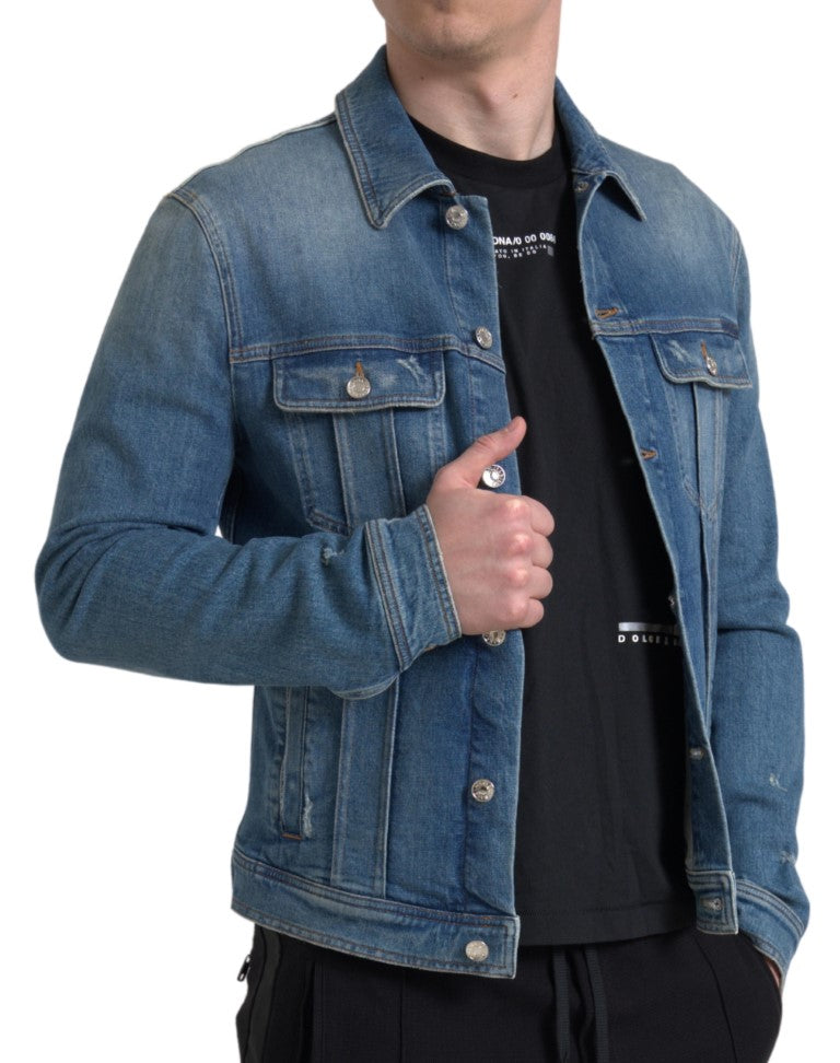 Dolce &amp; Gabbana Elegante chaqueta vaquera elástica azul
