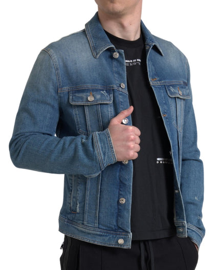 Dolce &amp; Gabbana Elegante chaqueta vaquera elástica azul
