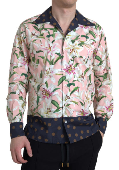 Dolce &amp; Gabbana Camisa casual rosa elegante slim fit