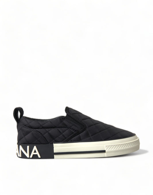 Dolce &amp; Gabbana Elegantes zapatillas deportivas de lona negras acolchadas