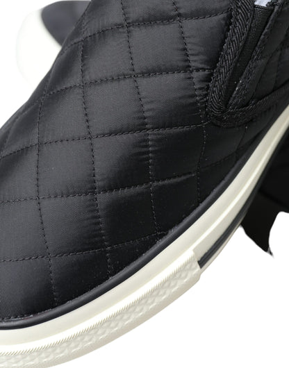 Dolce &amp; Gabbana Elegantes zapatillas deportivas de lona negras acolchadas