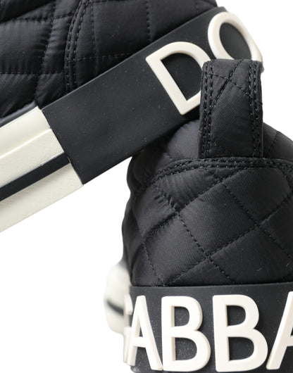 Dolce &amp; Gabbana Elegantes zapatillas deportivas de lona negras acolchadas