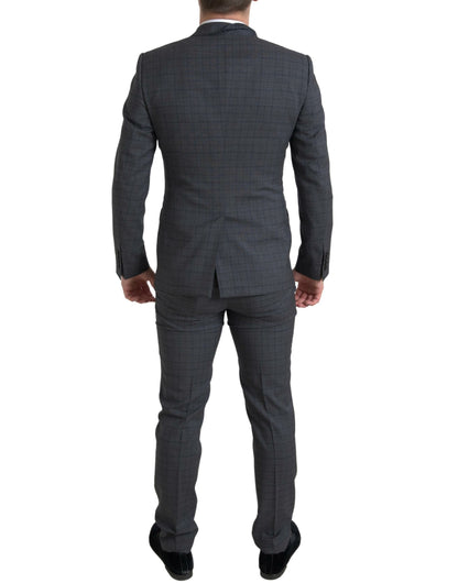 Dolce &amp; Gabbana Elegante traje gris de corte slim a cuadros
