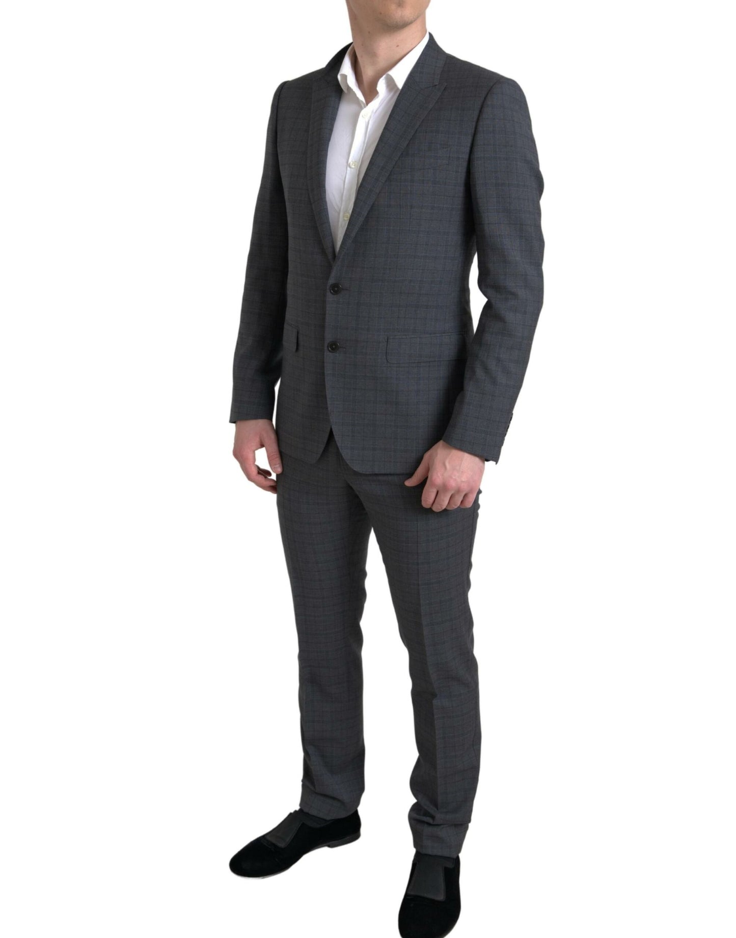 Dolce &amp; Gabbana Elegante traje gris de corte slim a cuadros