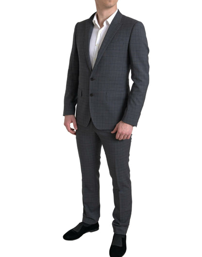 Dolce &amp; Gabbana Elegante traje gris de corte slim a cuadros