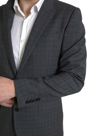 Dolce &amp; Gabbana Elegante traje gris de corte slim a cuadros