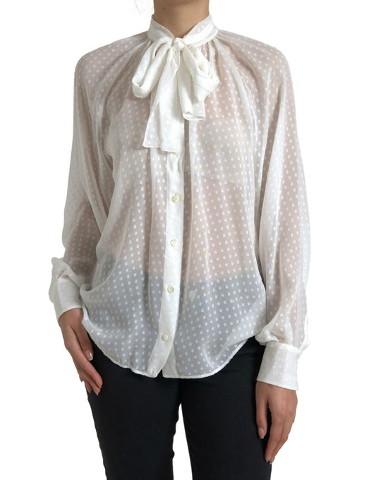 Dolce &amp; Gabbana Elegant Sheer Silk Button-Up Blouse
