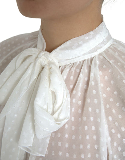Dolce &amp; Gabbana Elegant Sheer Silk Button-Up Blouse