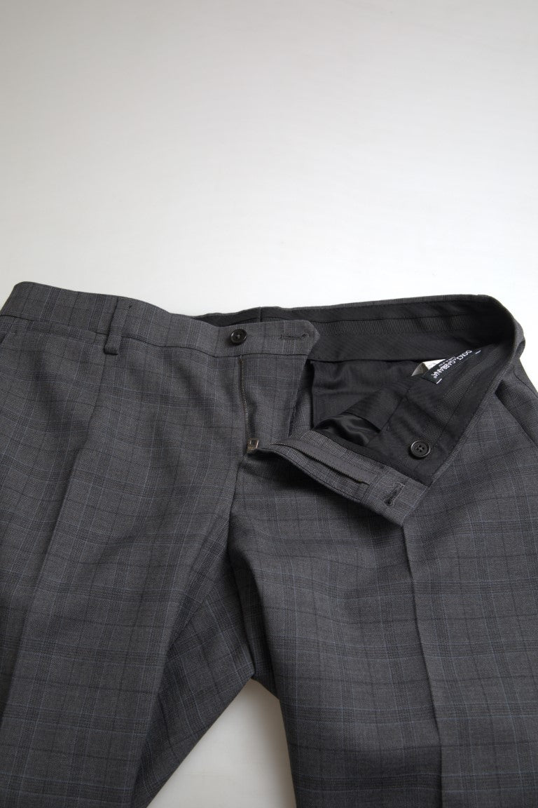 Dolce &amp; Gabbana Elegante traje gris de corte slim a cuadros
