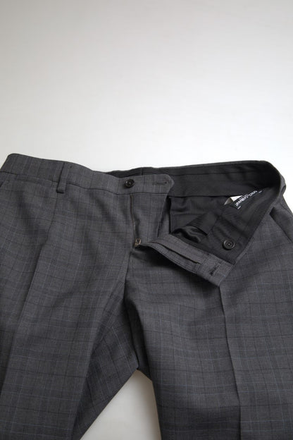 Dolce &amp; Gabbana Elegante traje gris de corte slim a cuadros