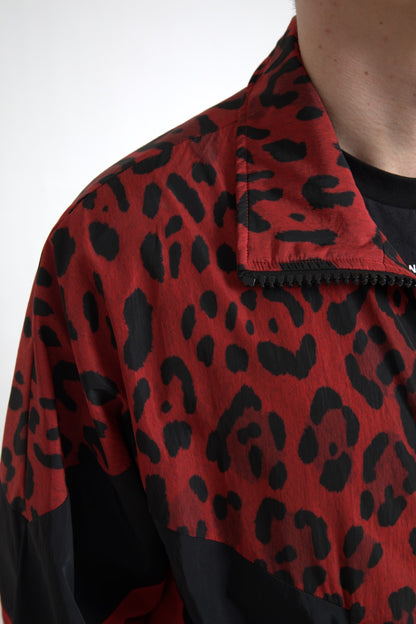 Dolce &amp; Gabbana Chaqueta tipo suéter con cremallera de leopardo rojo