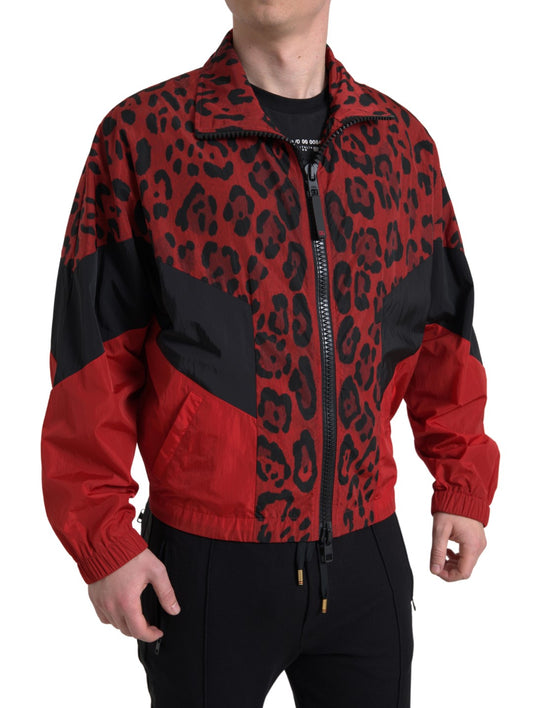 Dolce &amp; Gabbana Chaqueta tipo suéter con cremallera de leopardo rojo