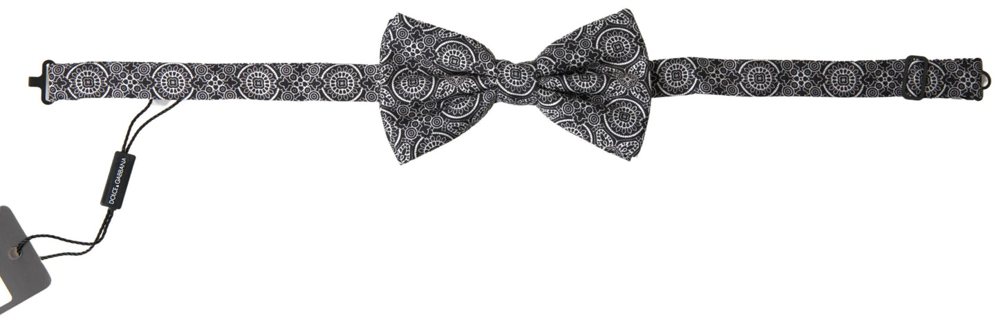 Dolce &amp; Gabbana Elegante pajarita de seda blanca y negra