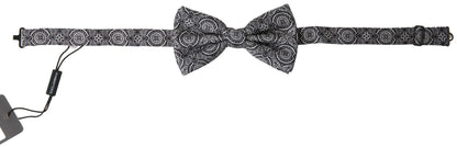 Dolce &amp; Gabbana Elegante pajarita de seda blanca y negra