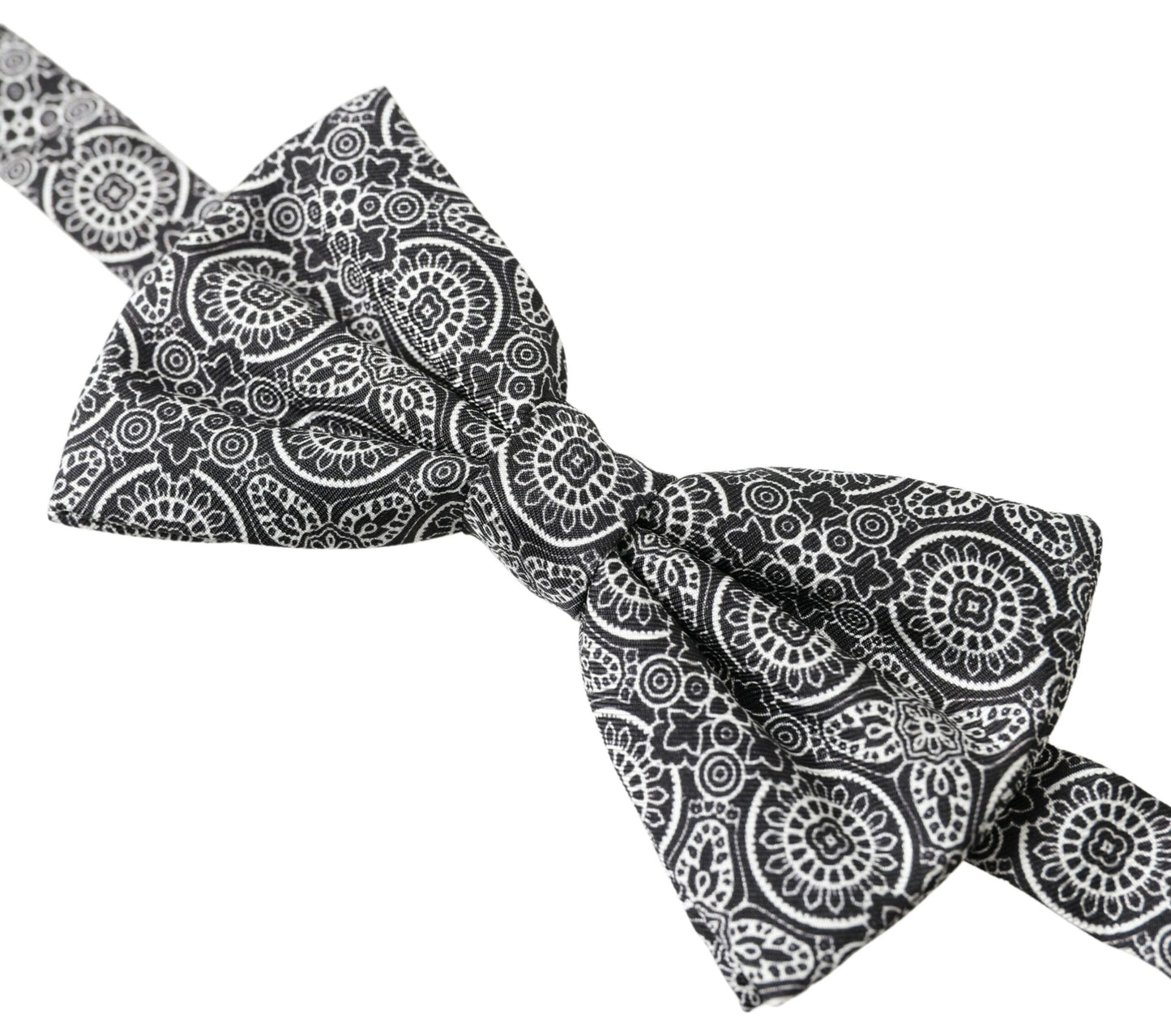 Dolce &amp; Gabbana Elegante pajarita de seda blanca y negra