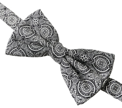Dolce &amp; Gabbana Elegante pajarita de seda blanca y negra