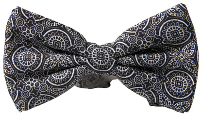 Dolce &amp; Gabbana Elegante pajarita de seda blanca y negra