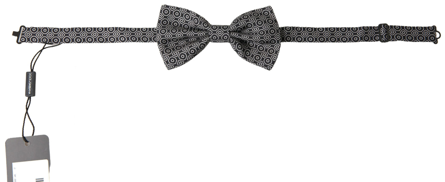 Dolce &amp; Gabbana Elegante pajarita de seda en blanco y negro