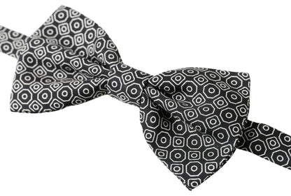 Dolce &amp; Gabbana Elegante pajarita de seda en blanco y negro