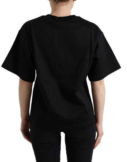 Dolce &amp; Gabbana Elegant Black Crystal-Embellished T-Shirt