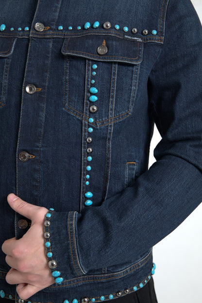 Dolce &amp; Gabbana Chaqueta vaquera turquesa con adornos