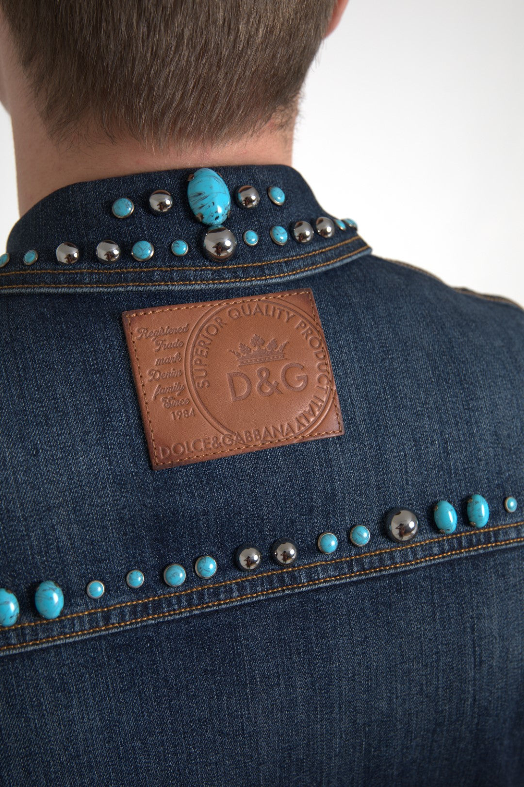 Dolce &amp; Gabbana Chaqueta vaquera turquesa con adornos