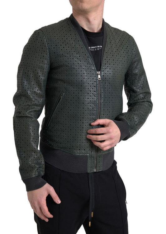 Dolce &amp; Gabbana Cazadora bomber de piel de cabra verde esmeralda