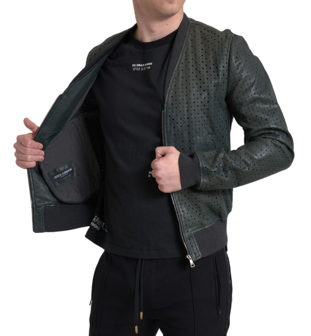 Dolce &amp; Gabbana Cazadora bomber de piel de cabra verde esmeralda