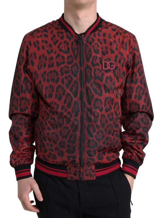 Dolce &amp; Gabbana Cazadora bomber roja con estampado de leopardo