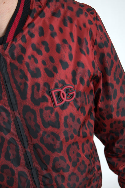 Dolce &amp; Gabbana Cazadora bomber roja con estampado de leopardo