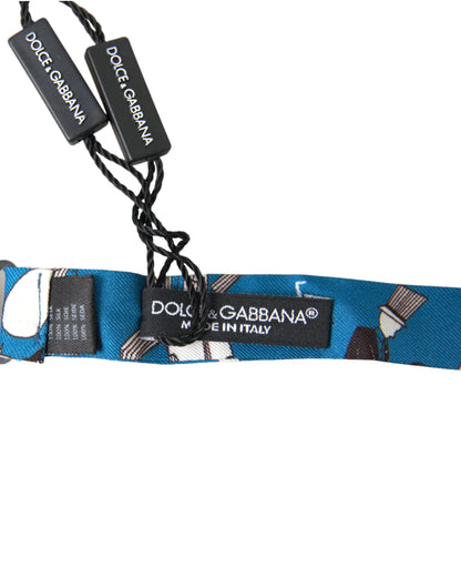 Dolce &amp; Gabbana Pajarita elegante de seda azul Jazz Club