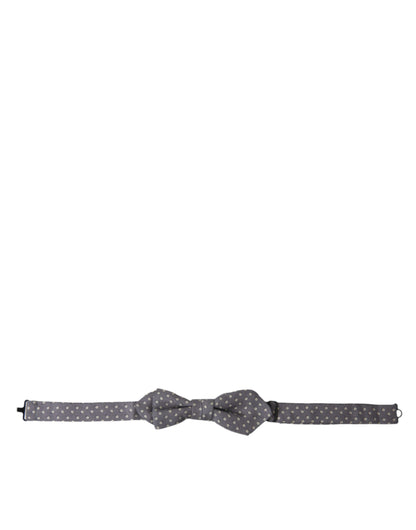 Dolce &amp; Gabbana Pajarita elegante de seda gris con lunares