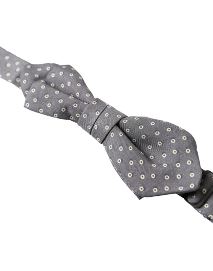 Dolce &amp; Gabbana Pajarita elegante de seda gris con lunares