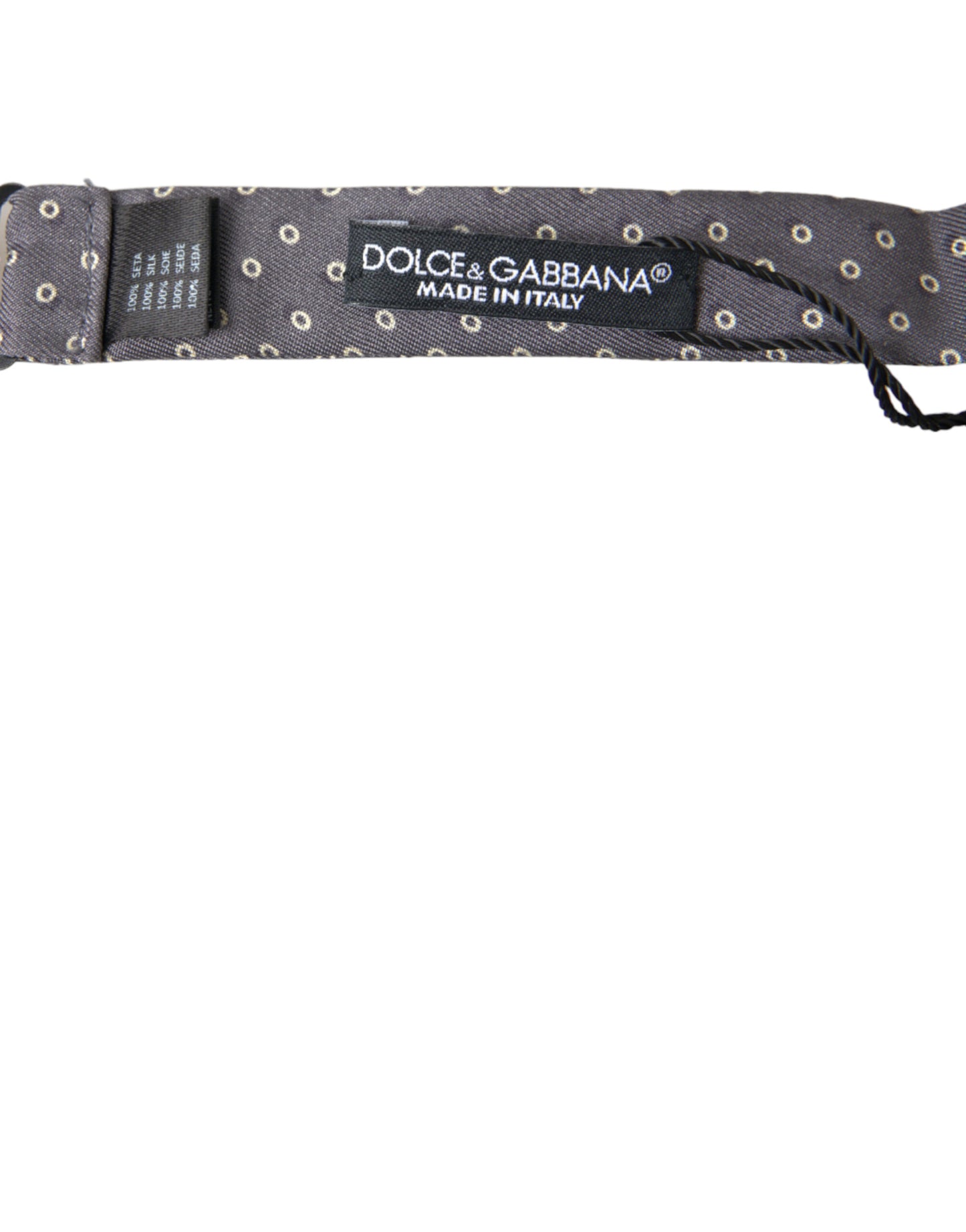 Dolce &amp; Gabbana Pajarita elegante de seda gris con lunares