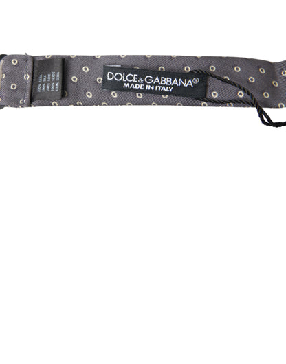Dolce &amp; Gabbana Pajarita elegante de seda gris con lunares