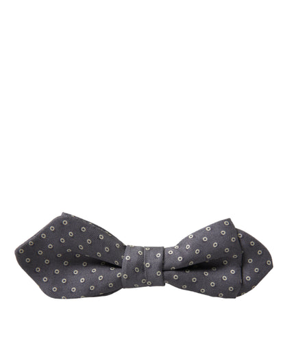 Dolce &amp; Gabbana Pajarita elegante de seda gris con lunares