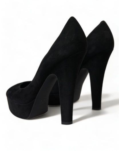 Dolce &amp; Gabbana Zapatos De Tacón De Ante Negro Sofisticación