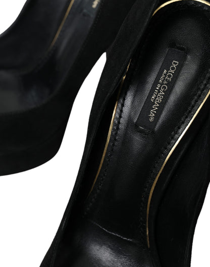 Dolce &amp; Gabbana Zapatos De Tacón De Ante Negro Sofisticación