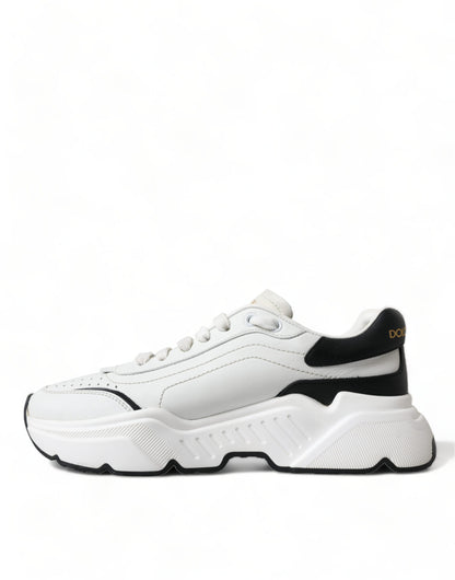 Dolce &amp; Gabbana Zapatillas elegantes de cuero Daymaster en blanco y negro