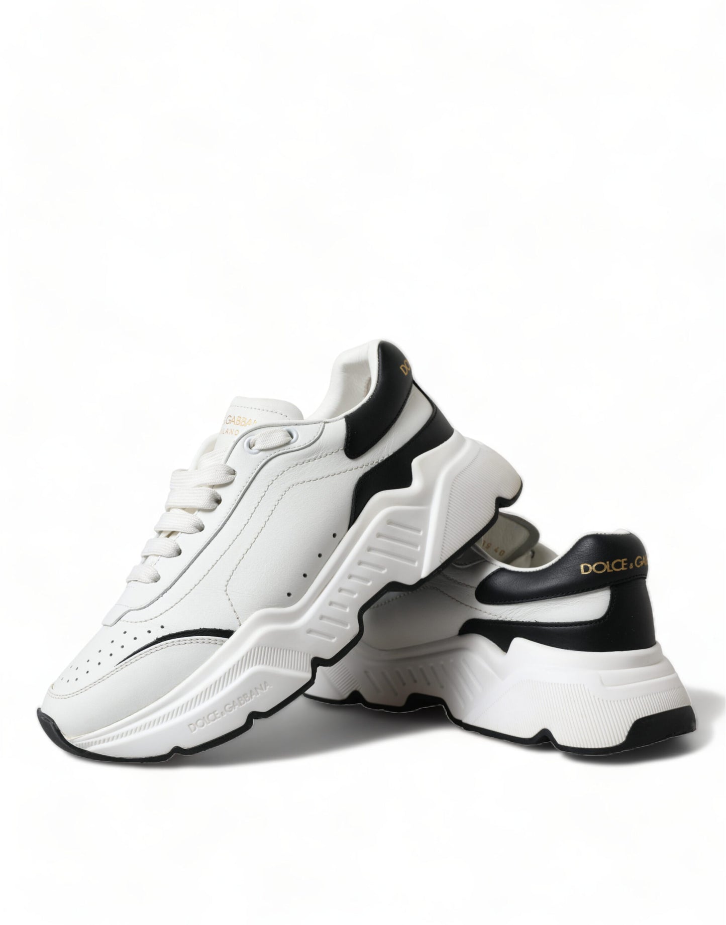 Dolce &amp; Gabbana Zapatillas elegantes de cuero Daymaster en blanco y negro