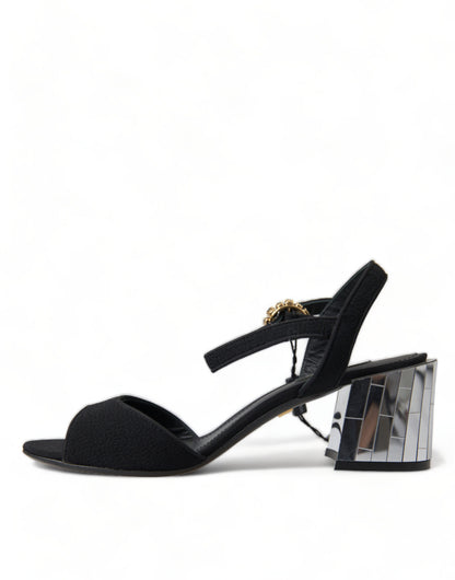 Dolce &amp; Gabbana Elegantes sandalias con tira al tobillo y tacones de espejo