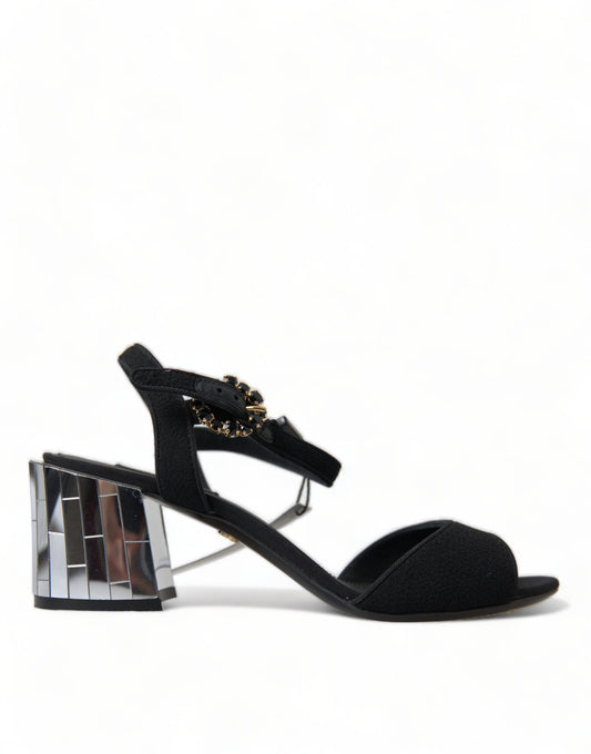 Dolce &amp; Gabbana Elegantes sandalias con tira al tobillo y tacones de espejo