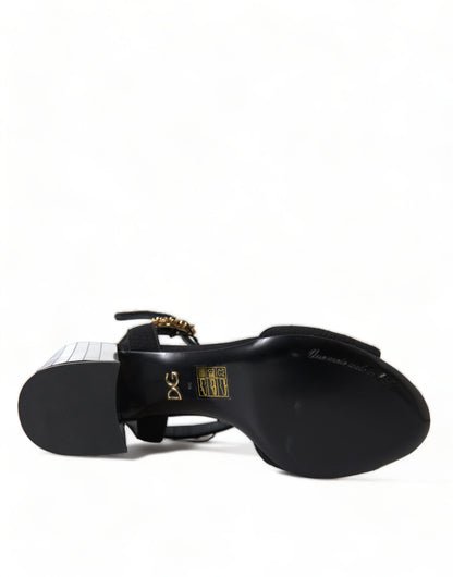 Dolce &amp; Gabbana Elegantes sandalias con tira al tobillo y tacones de espejo