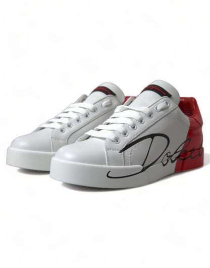 Dolce &amp; Gabbana Elegantes zapatillas Portofino de cuero blanco
