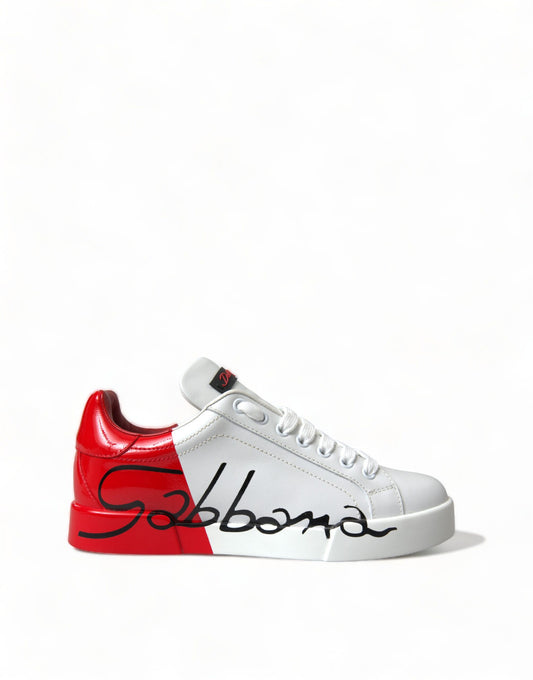 Dolce &amp; Gabbana Elegantes zapatillas Portofino de cuero blanco
