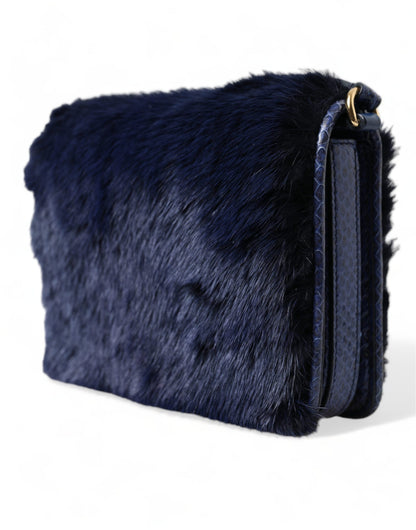 Dolce &amp; Gabbana Exquisite Blue Mink Fur Shoulder Bag