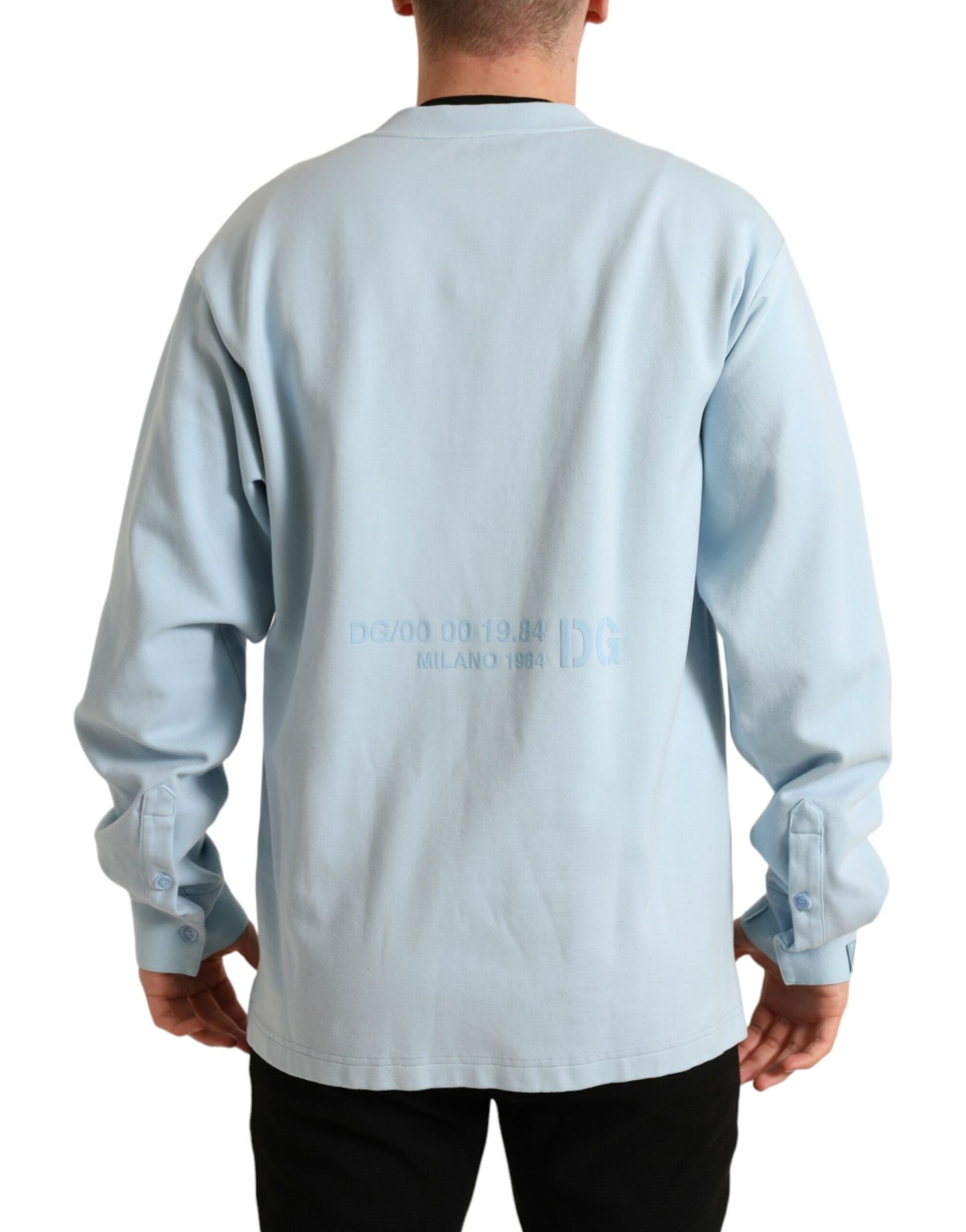 Dolce &amp; Gabbana Elegant Light Blue Cotton Blend Crew Neck Sweater