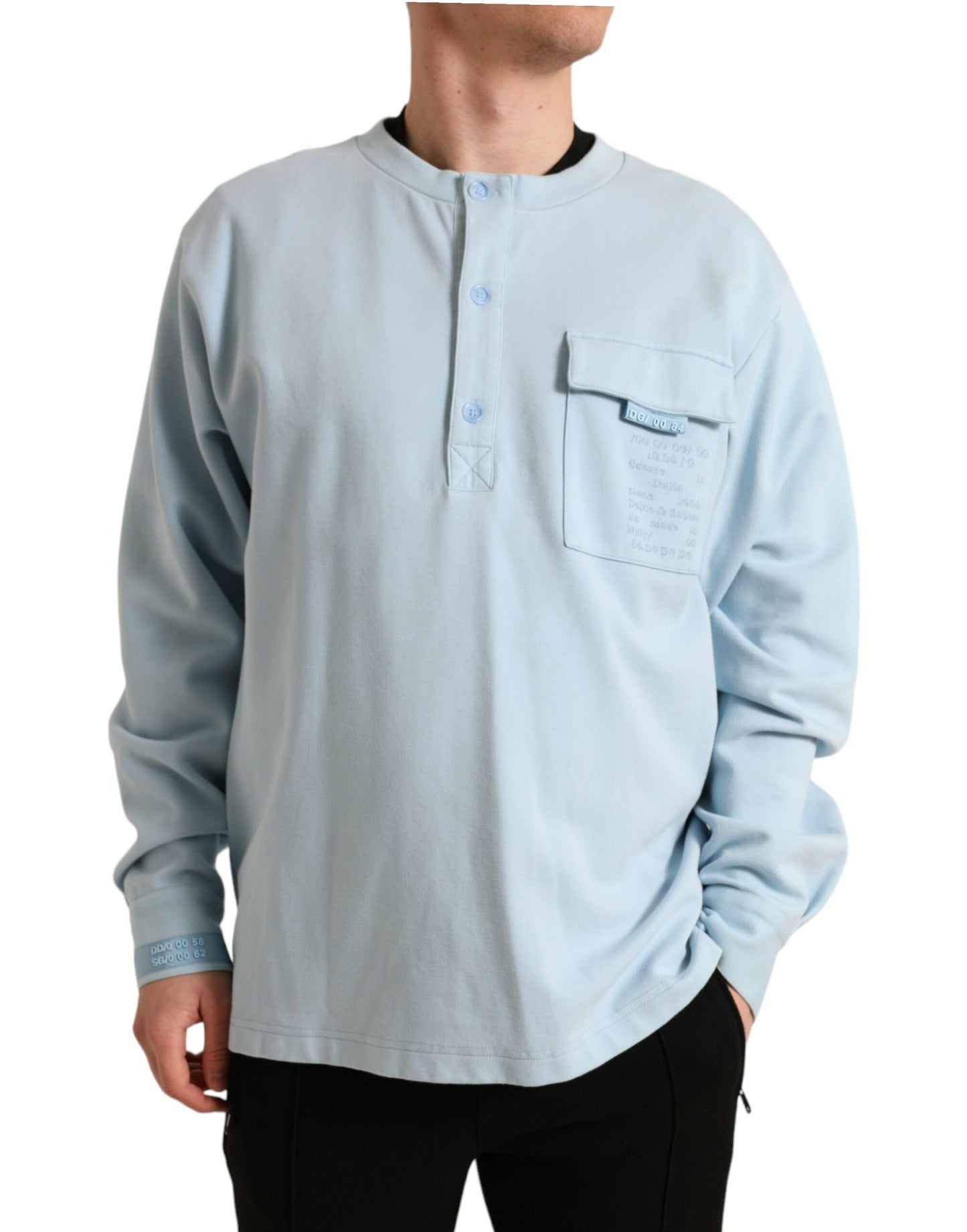 Dolce &amp; Gabbana Elegant Light Blue Cotton Blend Crew Neck Sweater